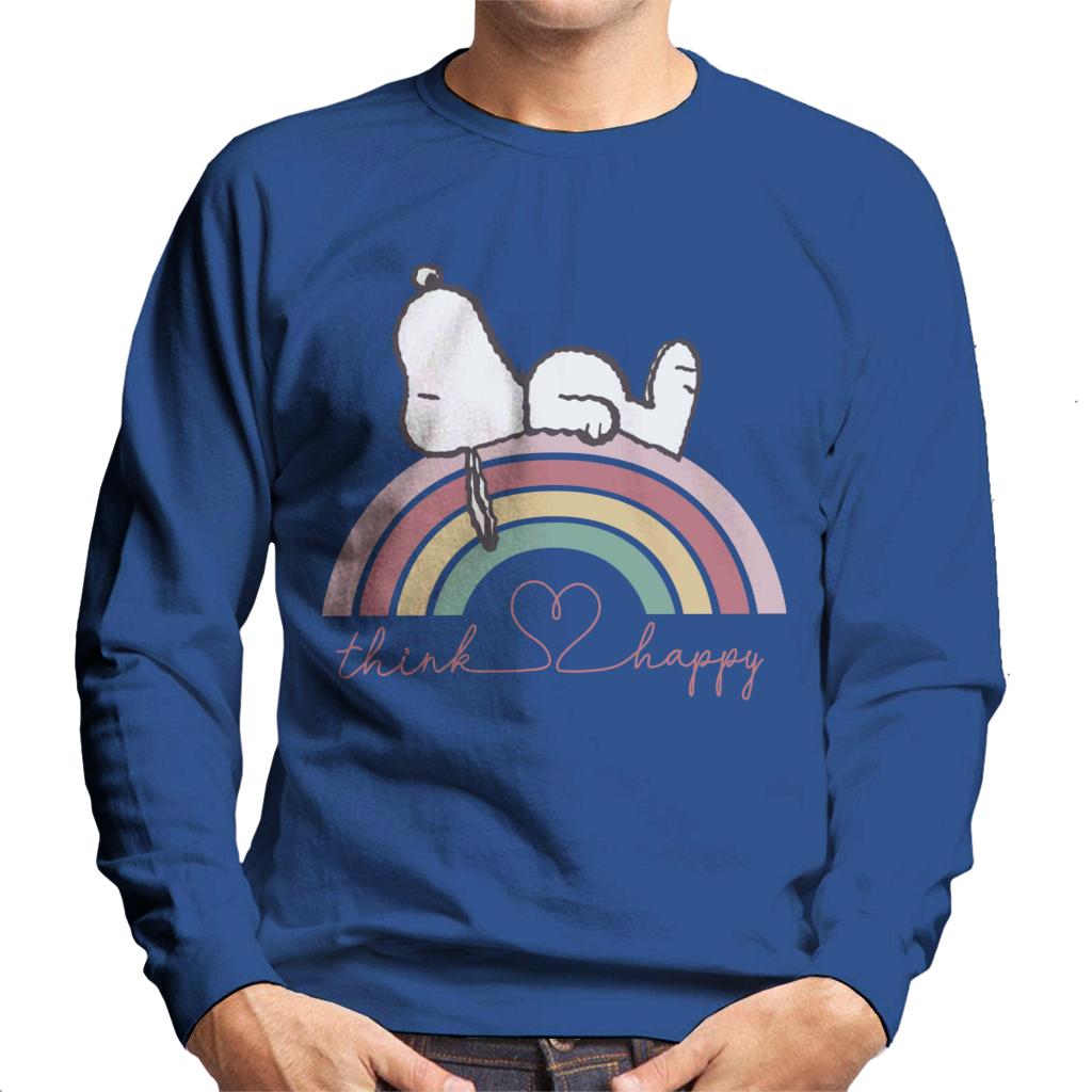 Peanuts Snoopy Rainbow Think Happy Men's Sweatshirt-ALL + EVERY