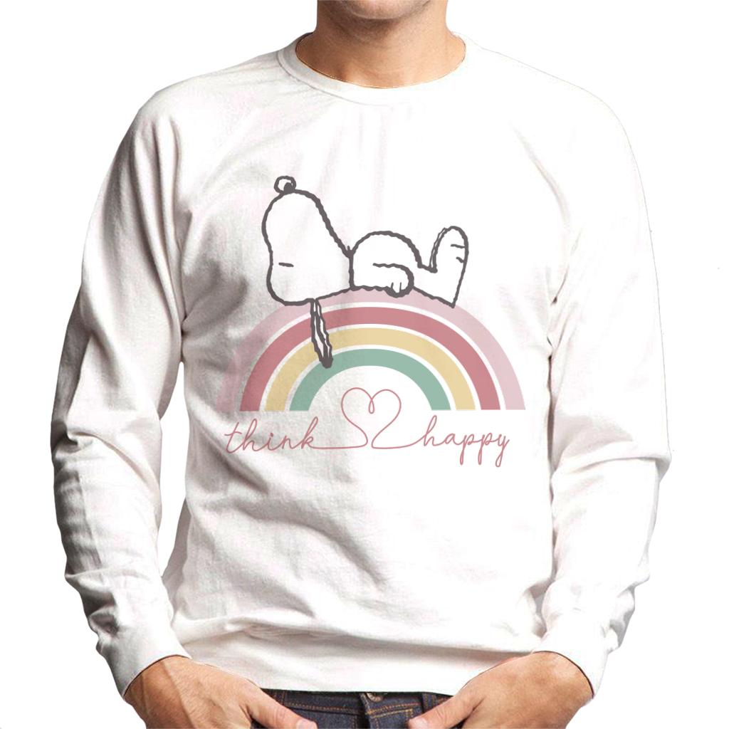 Peanuts Snoopy Rainbow Think Happy Men's Sweatshirt-ALL + EVERY