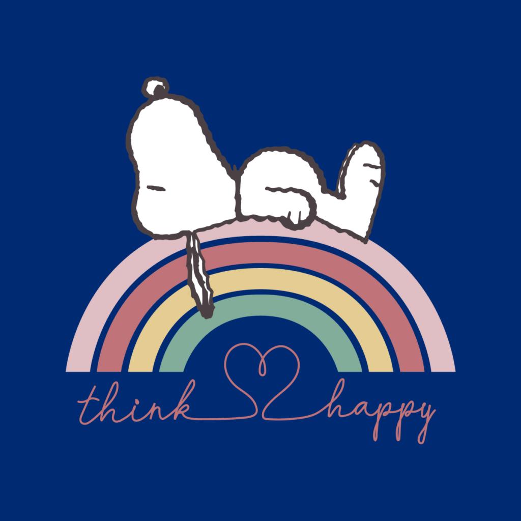 Peanuts Snoopy Rainbow Think Happy Men's Sweatshirt-ALL + EVERY