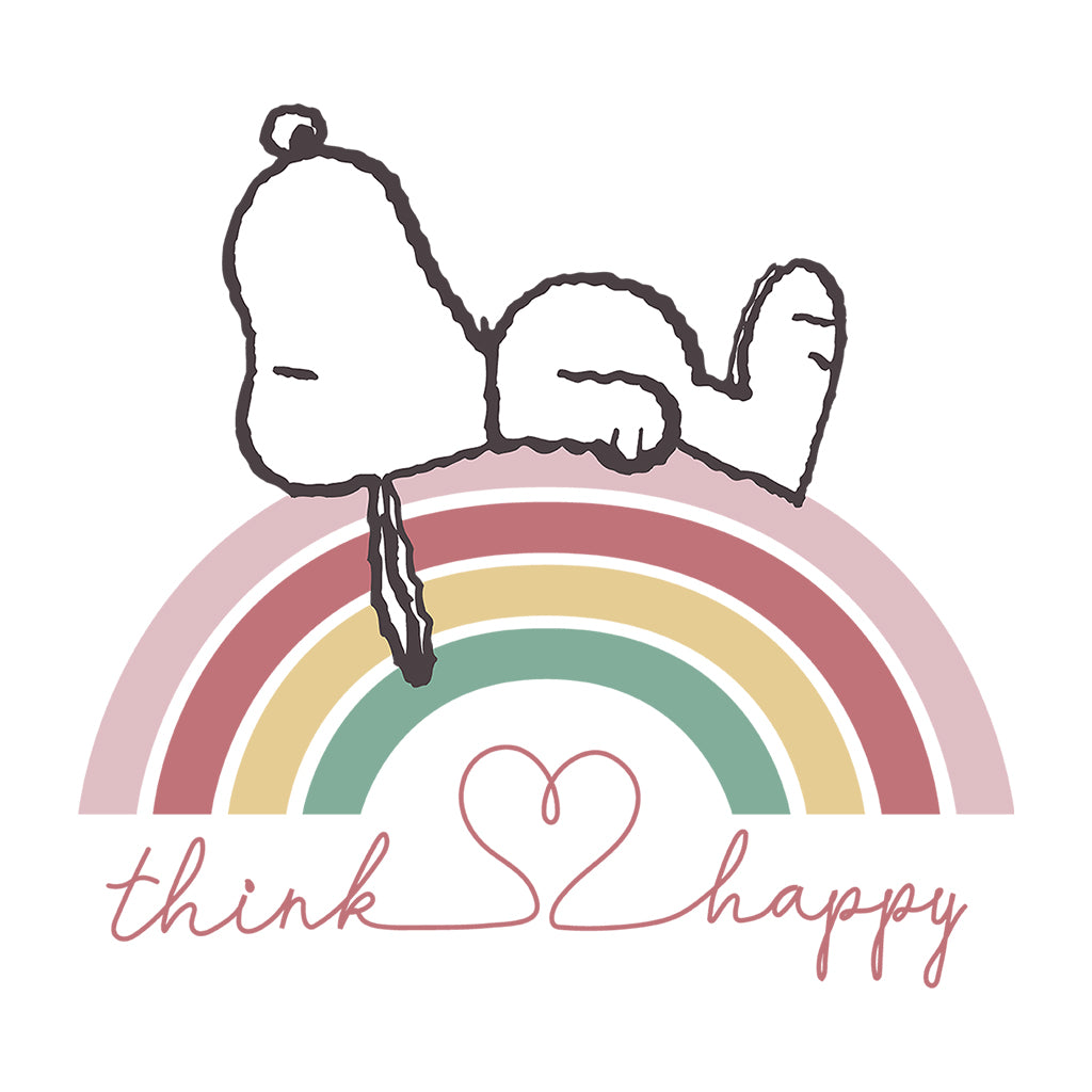 Peanuts Snoopy Rainbow Think Happy Men's Sweatshirt-ALL + EVERY