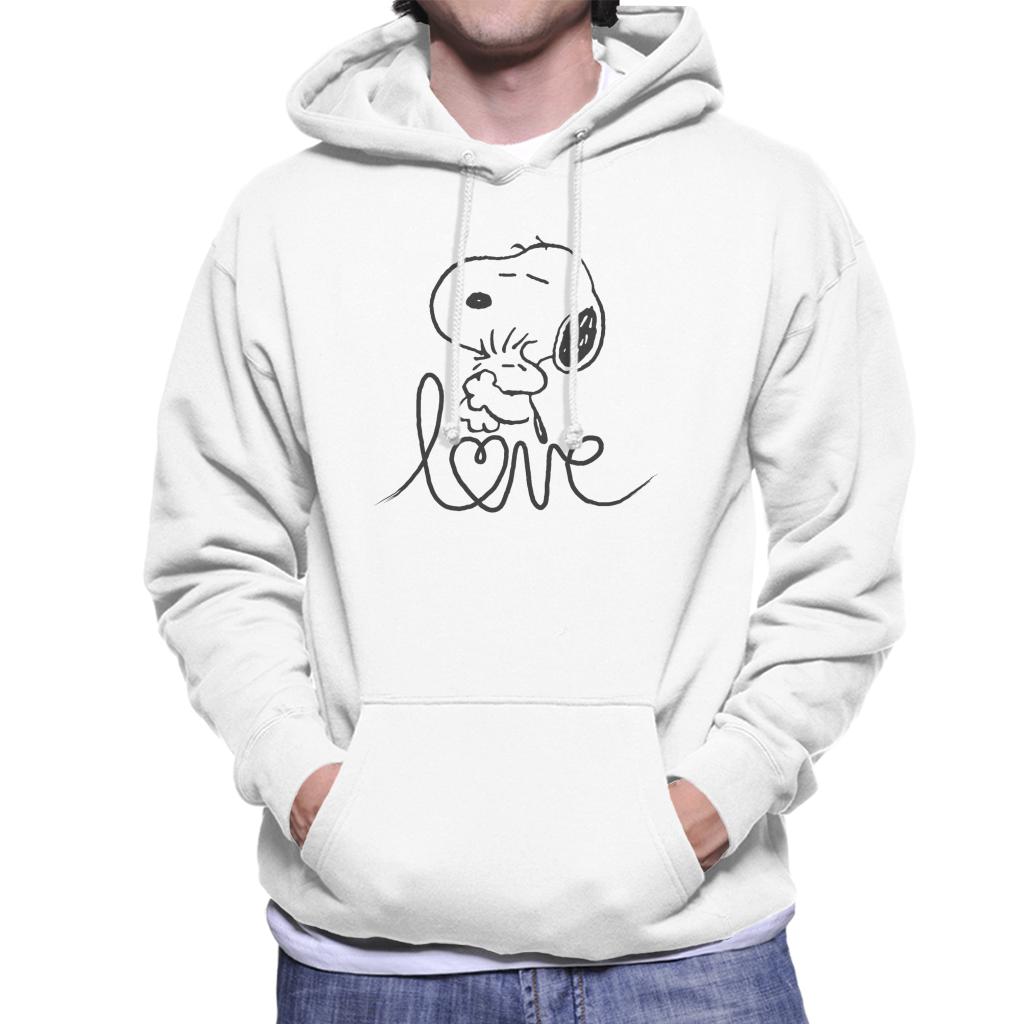 Peanuts Snoopy And Woodstock Love Outline Men's Hooded Sweatshirt-ALL + EVERY