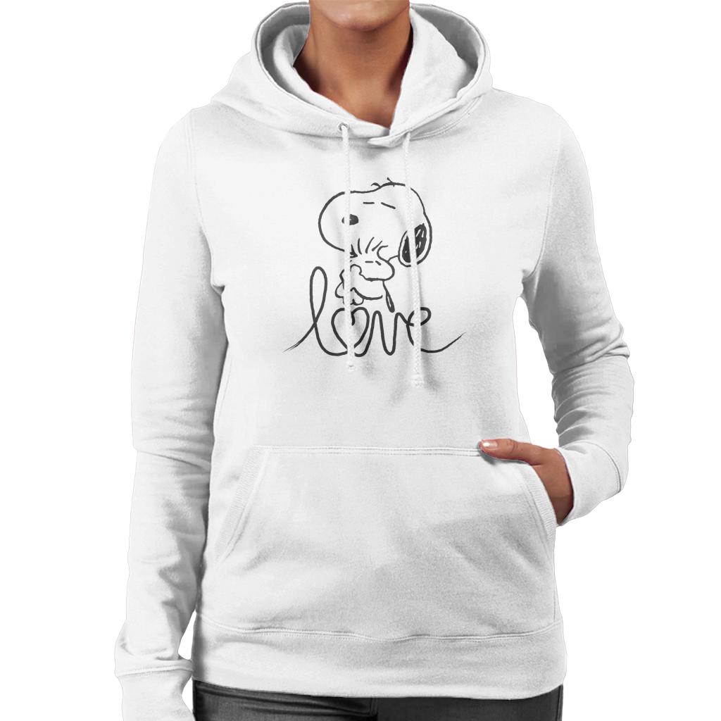 Peanuts Snoopy And Woodstock Love Outline Women's Hooded Sweatshirt-ALL + EVERY