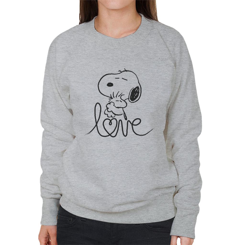 Peanuts Snoopy And Woodstock Love Outline Women's Sweatshirt-ALL + EVERY