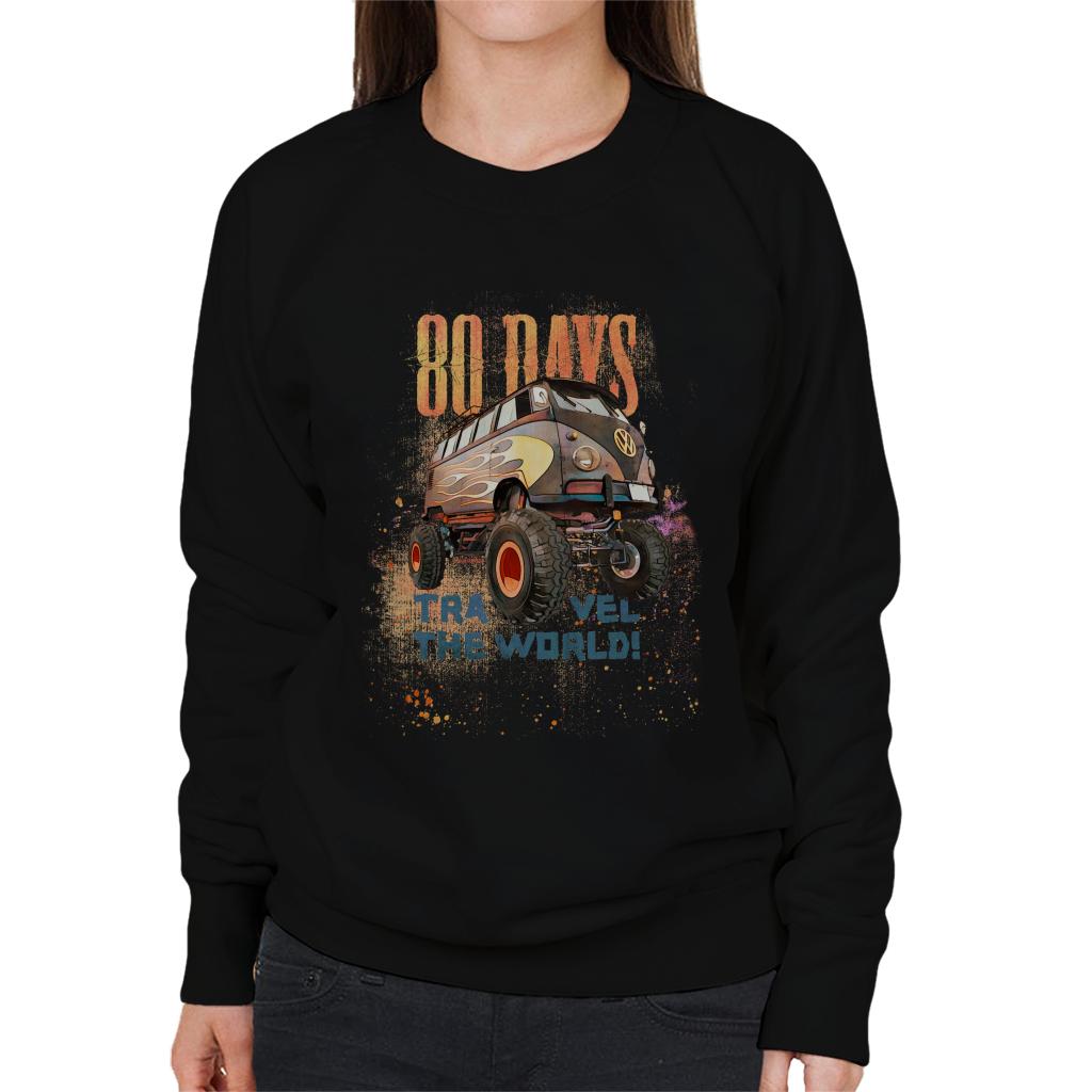 Volkswagen Campervan Travel The World In 80 Days Women's Sweatshirt-ALL + EVERY