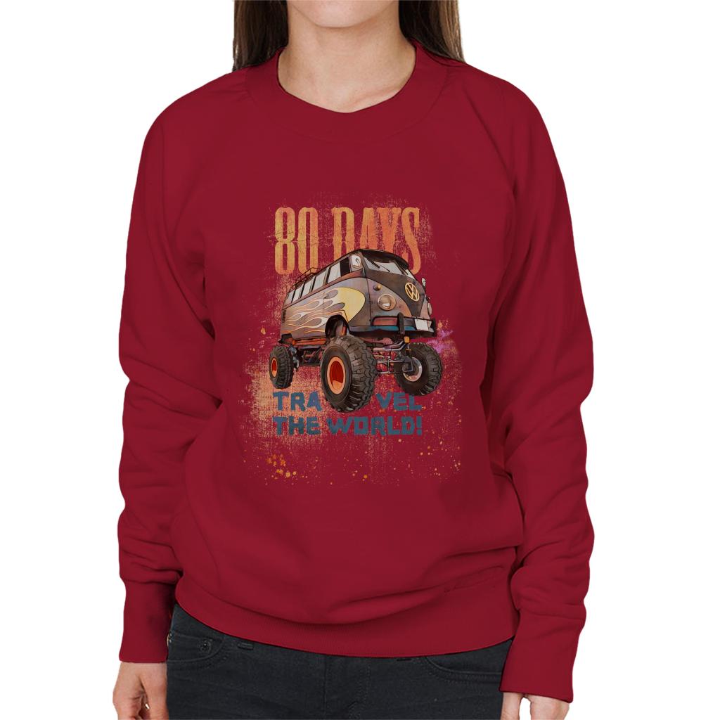 Volkswagen Campervan Travel The World In 80 Days Women's Sweatshirt-ALL + EVERY