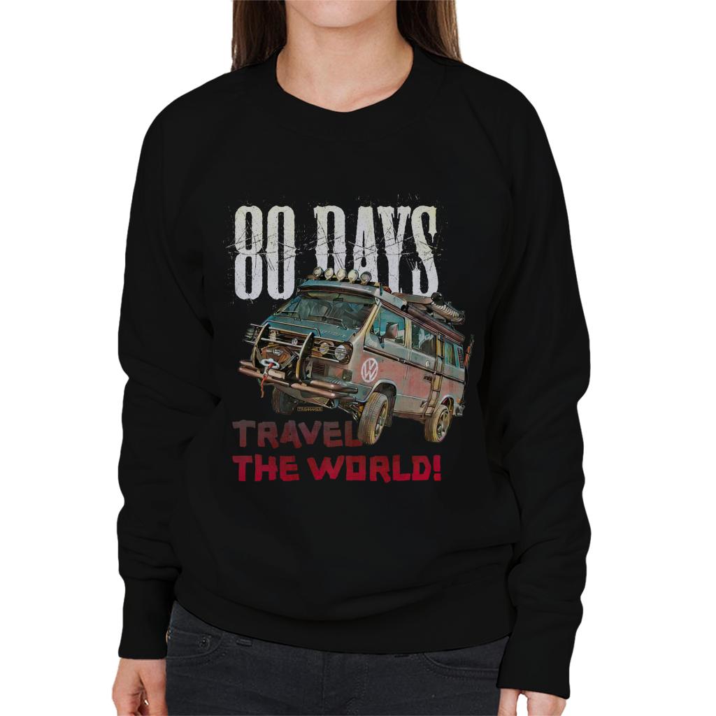 Volkswagen Campervan Travel The Globe In 80 Days Women's Sweatshirt-ALL + EVERY