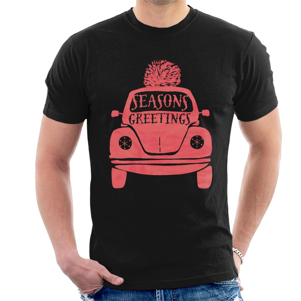 Volkswagen Christmas Beetle Seasons Greetings Men's T-Shirt-ALL + EVERY