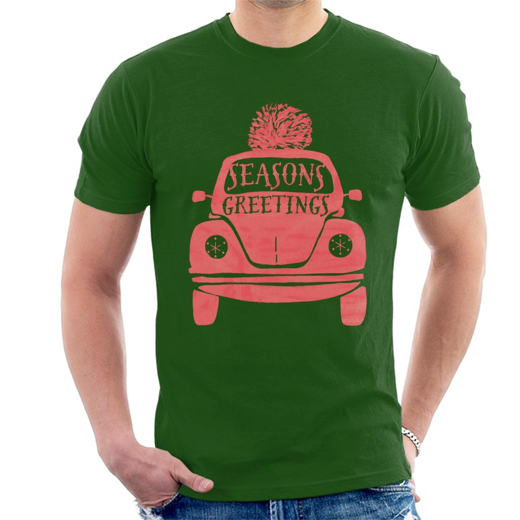 Volkswagen Christmas Beetle Seasons Greetings Men's T-Shirt-ALL + EVERY