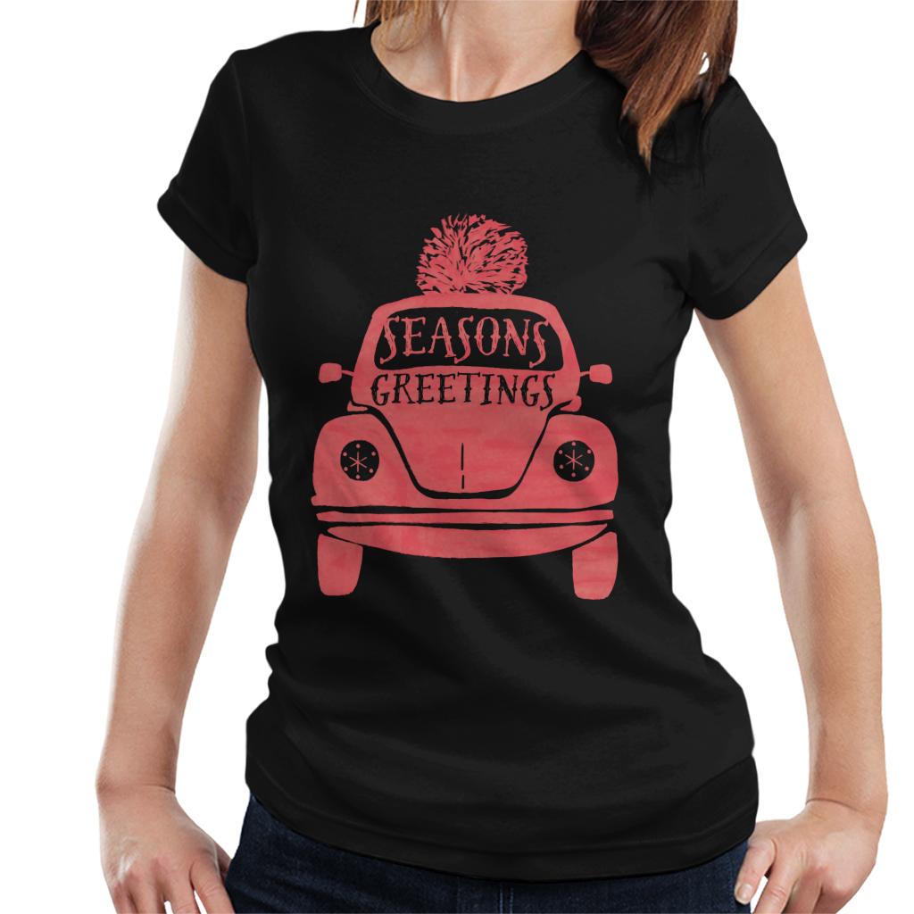 Volkswagen Christmas Beetle Seasons Greetings Women's T-Shirt-ALL + EVERY