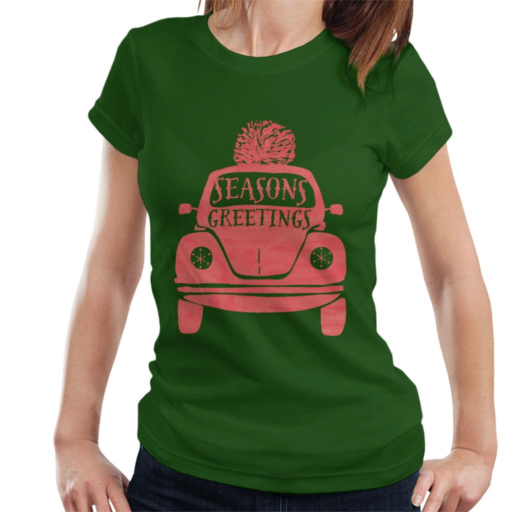 Volkswagen Christmas Beetle Seasons Greetings Women's T-Shirt-ALL + EVERY