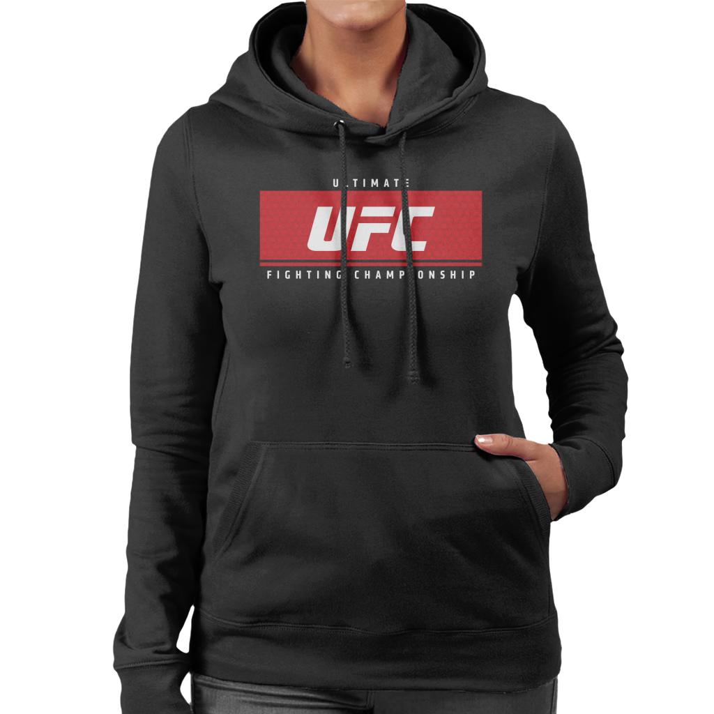 UFC Red Block White Text Women's Hooded Sweatshirt-ALL + EVERY