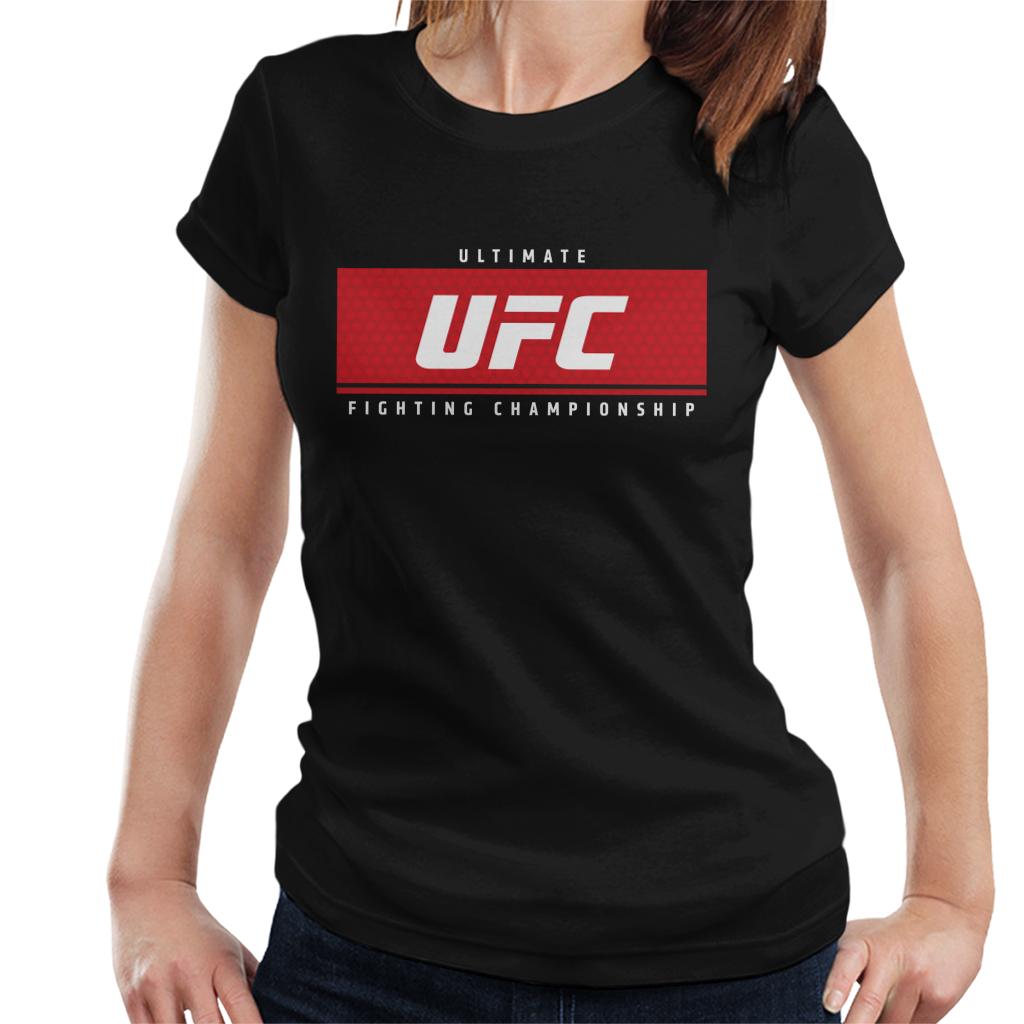 UFC Red Block White Text Women's T-Shirt-ALL + EVERY