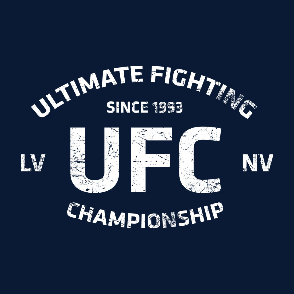 UFC Distressed White Text Logo Men's T-Shirt-ALL + EVERY