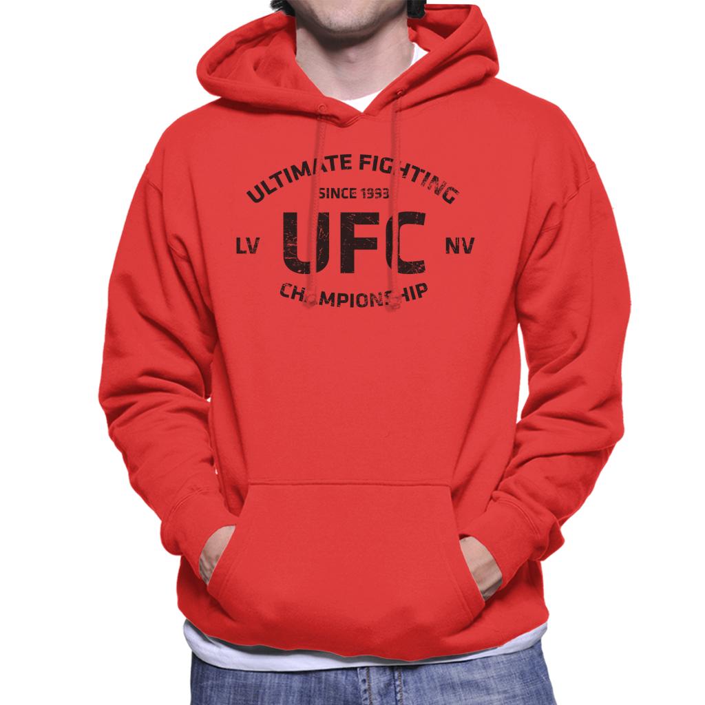 UFC Distressed Black Text Logo Men's Hooded Sweatshirt-ALL + EVERY