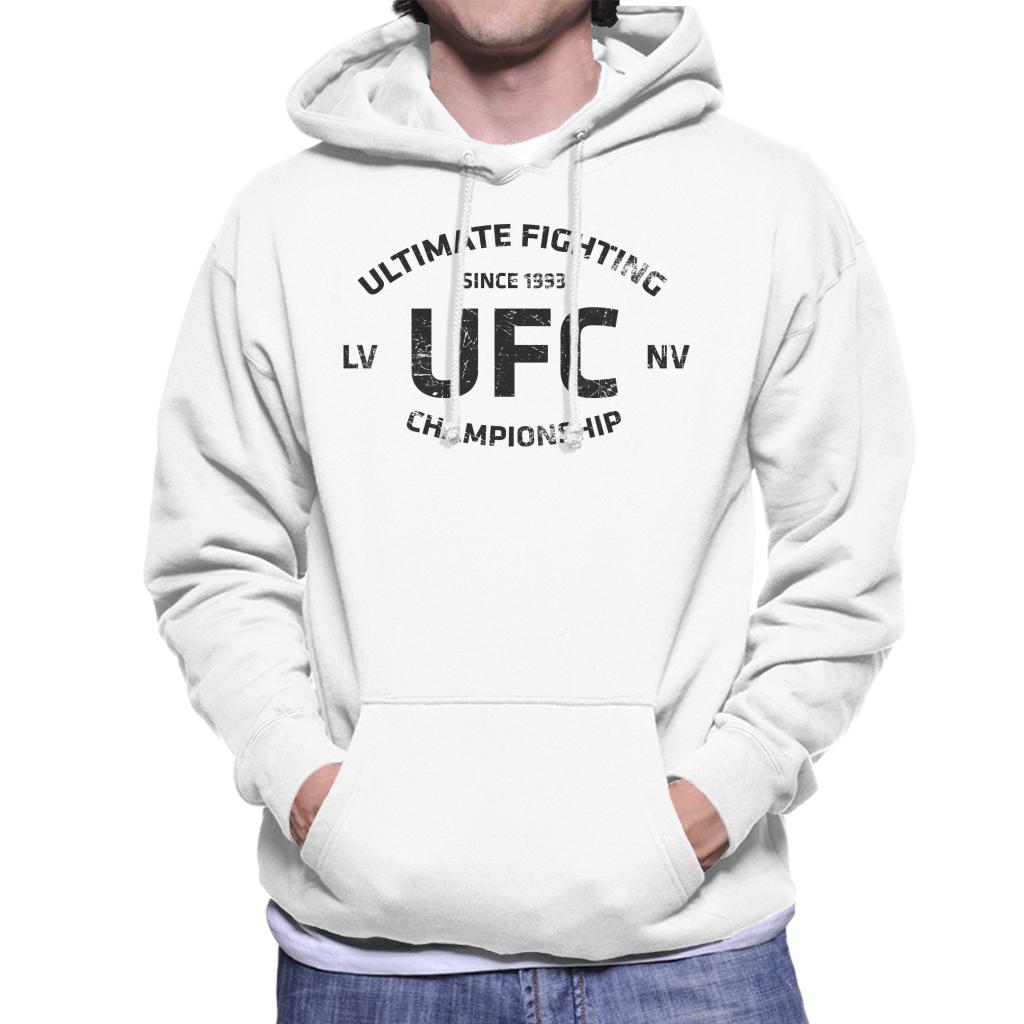 UFC Distressed Black Text Logo Men's Hooded Sweatshirt-ALL + EVERY