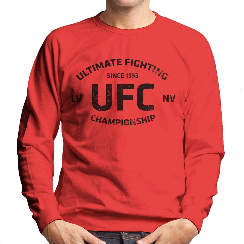 UFC Distressed Black Text Logo Men's Sweatshirt-ALL + EVERY