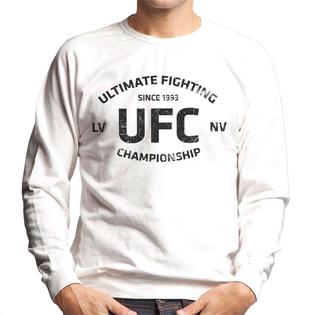 UFC Distressed Black Text Logo Men's Sweatshirt-ALL + EVERY