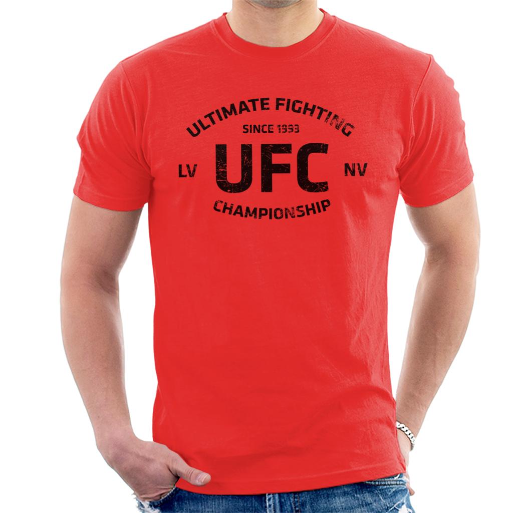 UFC Distressed Black Text Logo Men's T-Shirt-ALL + EVERY