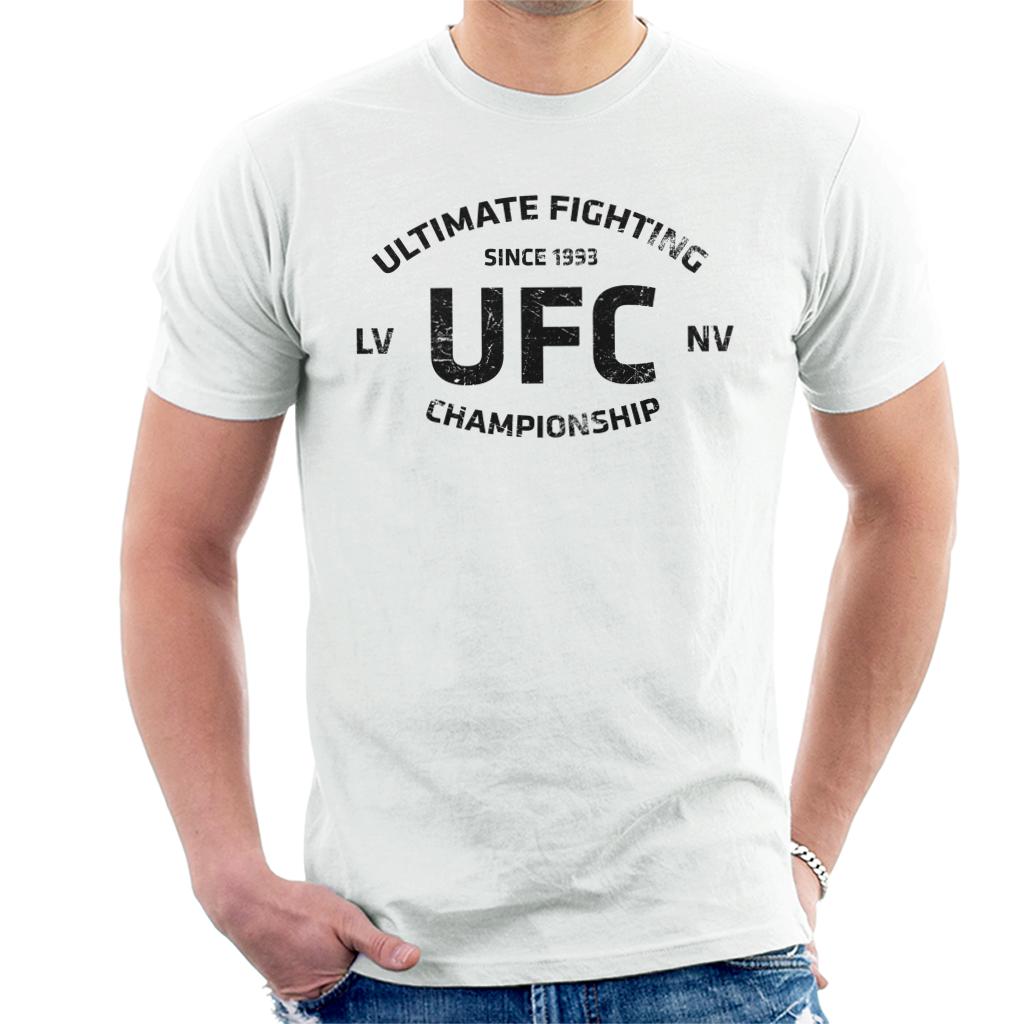 UFC Distressed Black Text Logo Men's T-Shirt-ALL + EVERY