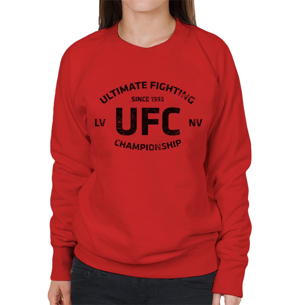 UFC Distressed Black Text Logo Women's Sweatshirt-ALL + EVERY