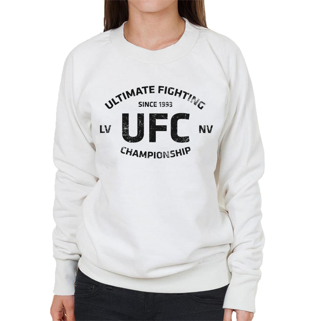 UFC Distressed Black Text Logo Women's Sweatshirt-ALL + EVERY