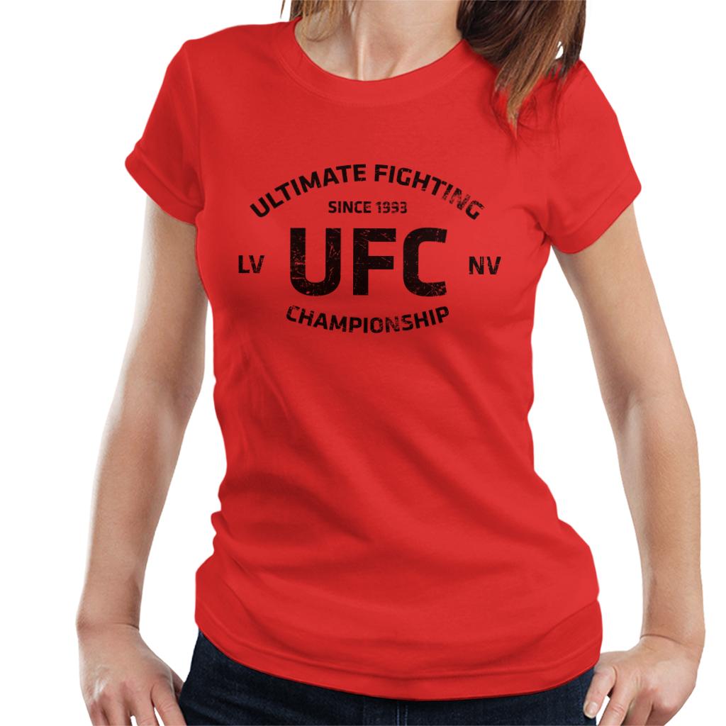 UFC Distressed Black Text Logo Women's T-Shirt-ALL + EVERY