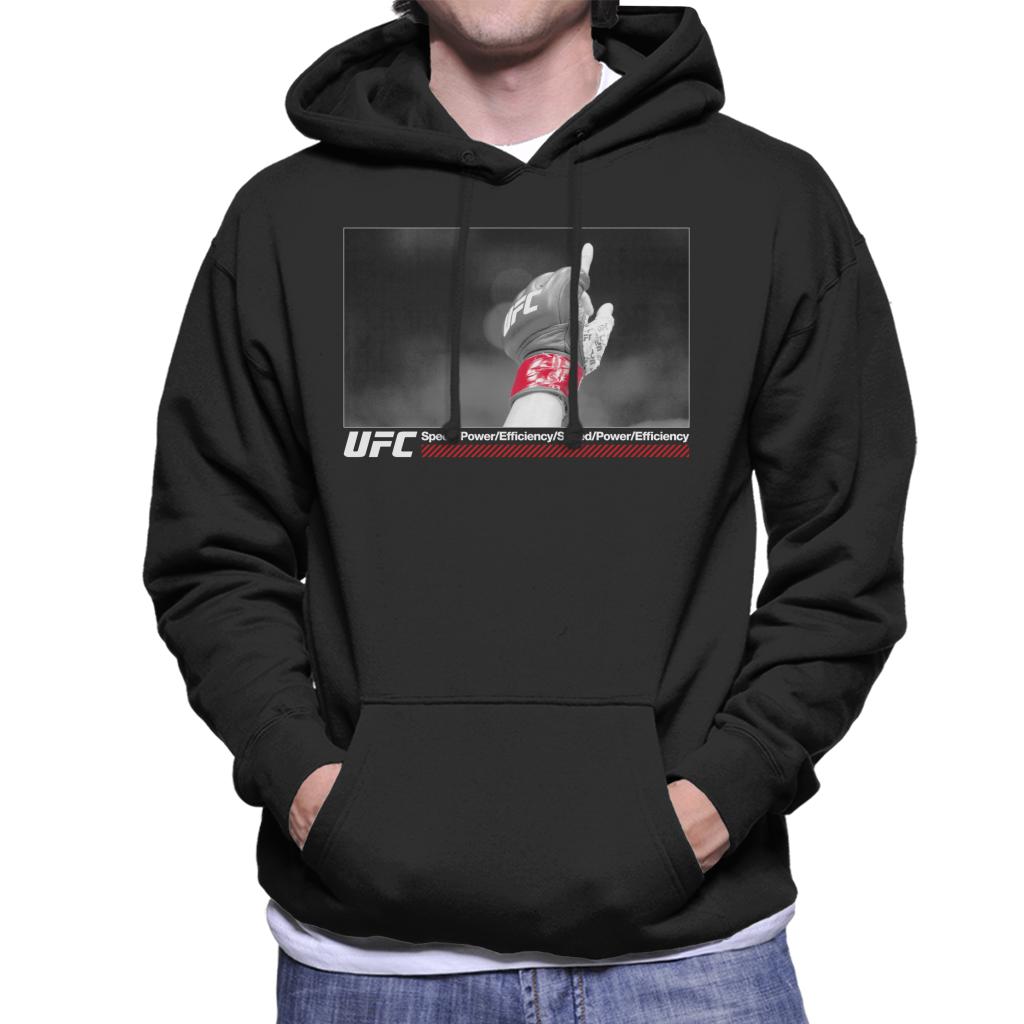 UFC Victory Fight Glove Shot White Text Men's Hooded Sweatshirt-ALL + EVERY