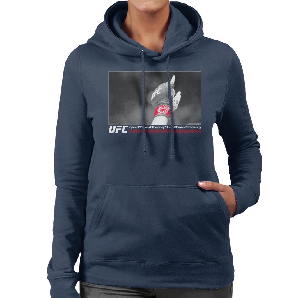 UFC Victory Fight Glove Shot White Text Women's Hooded Sweatshirt-ALL + EVERY