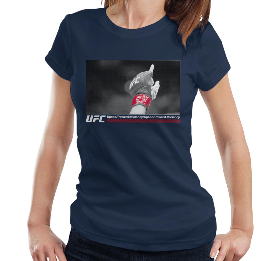 UFC Victory Fight Glove Shot White Text Women's T-Shirt-ALL + EVERY