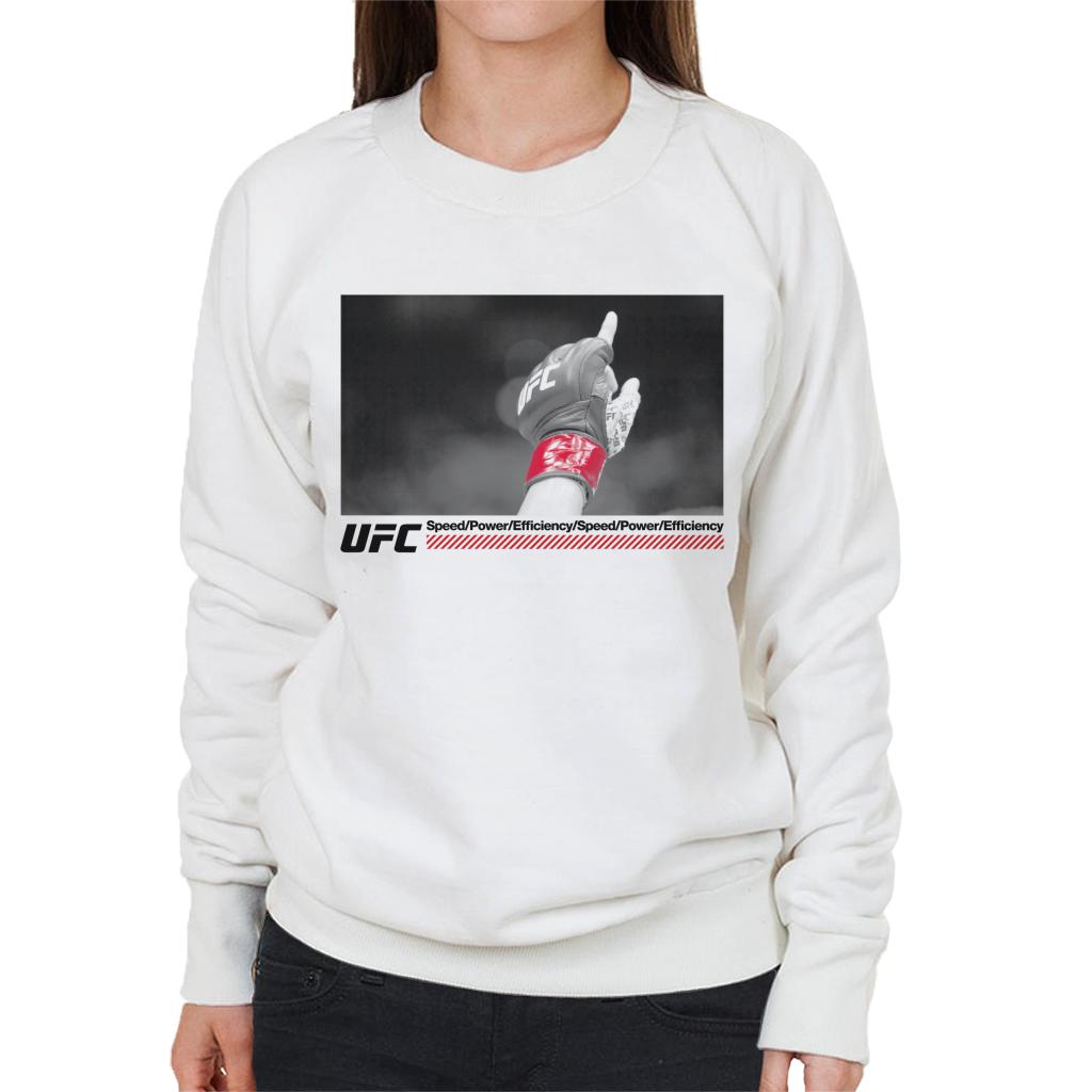 UFC Victory Fight Glove Shot Black Text Women's Sweatshirt-ALL + EVERY