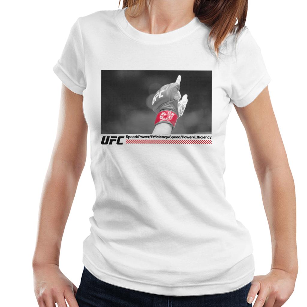 UFC Victory Fight Glove Shot Black Text Women's T-Shirt-ALL + EVERY