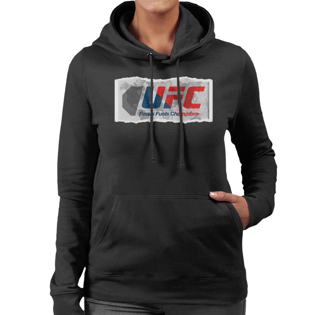 UFC Torn Edges Retro Logo Women's Hooded Sweatshirt-ALL + EVERY