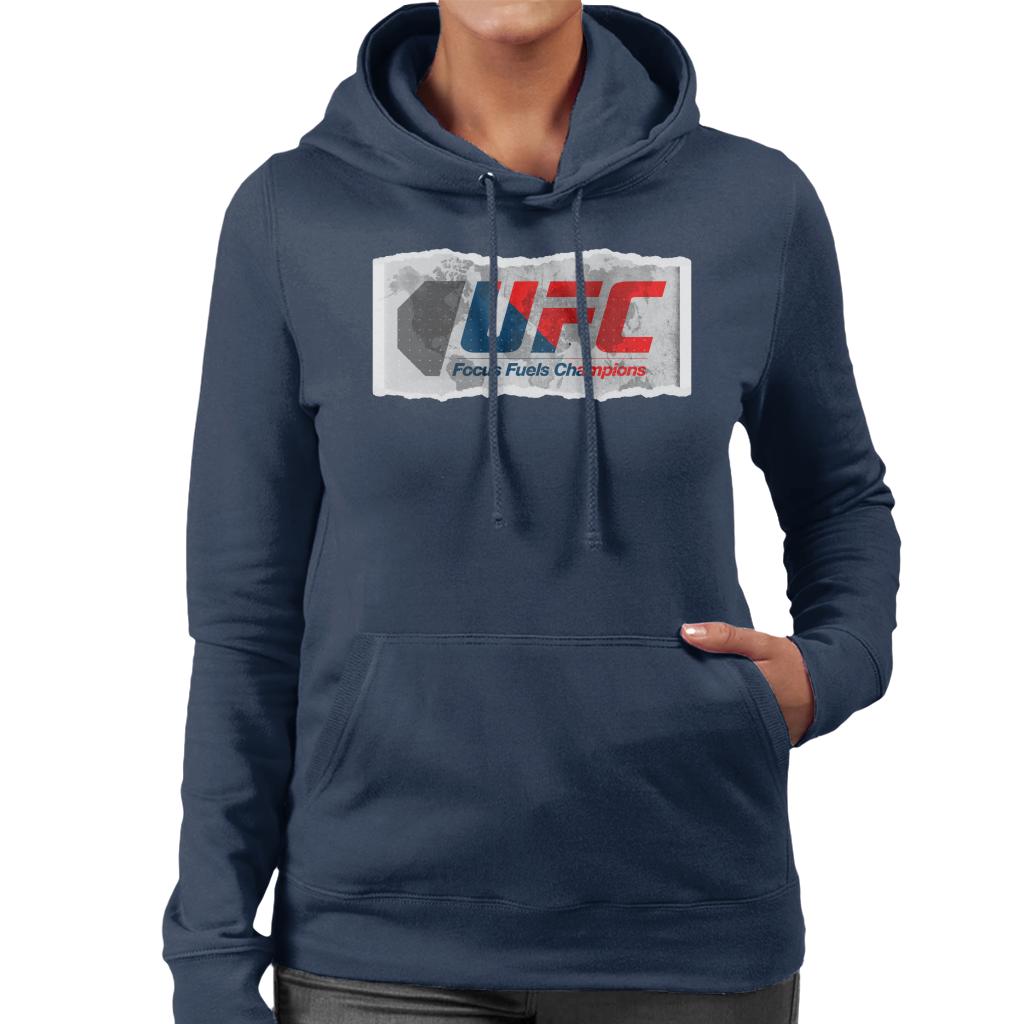 UFC Torn Edges Retro Logo Women's Hooded Sweatshirt-ALL + EVERY