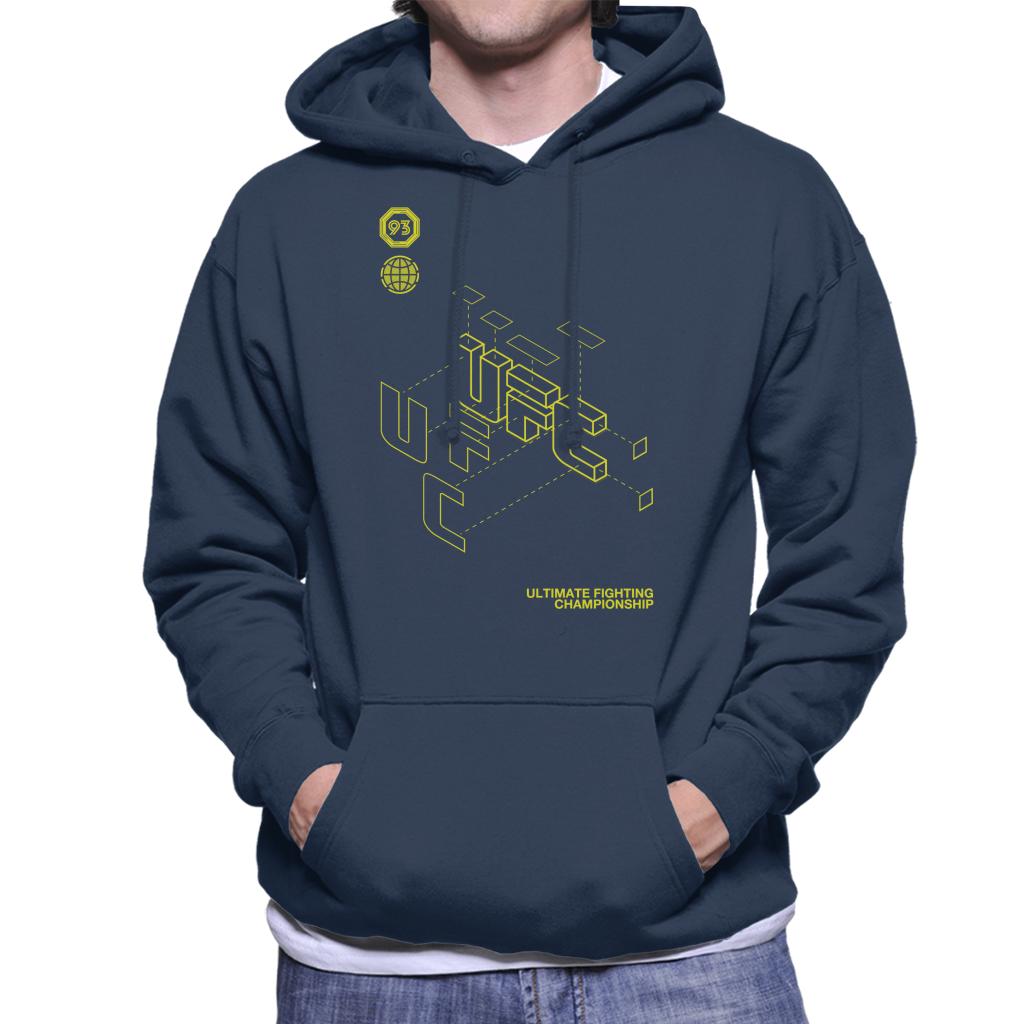 UFC Retro Yellow Blueprint Men's Hooded Sweatshirt-ALL + EVERY