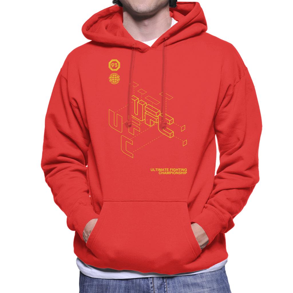 UFC Retro Yellow Blueprint Men's Hooded Sweatshirt-ALL + EVERY