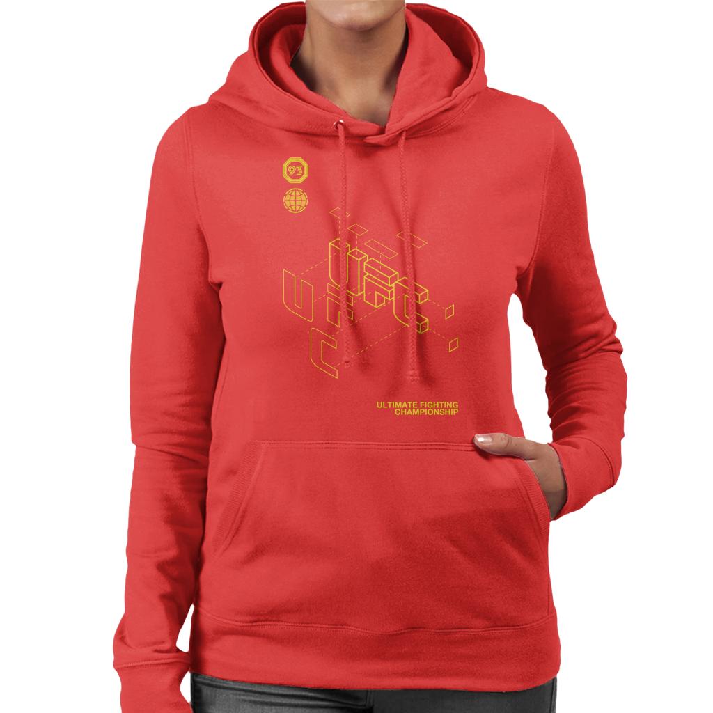 UFC Retro Yellow Blueprint Women's Hooded Sweatshirt-ALL + EVERY