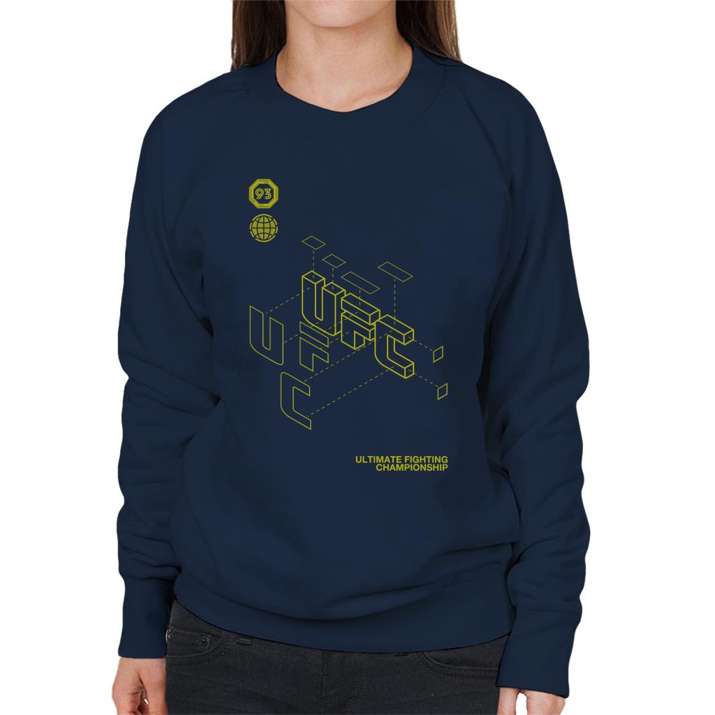 UFC Retro Yellow Blueprint Women's Sweatshirt-ALL + EVERY