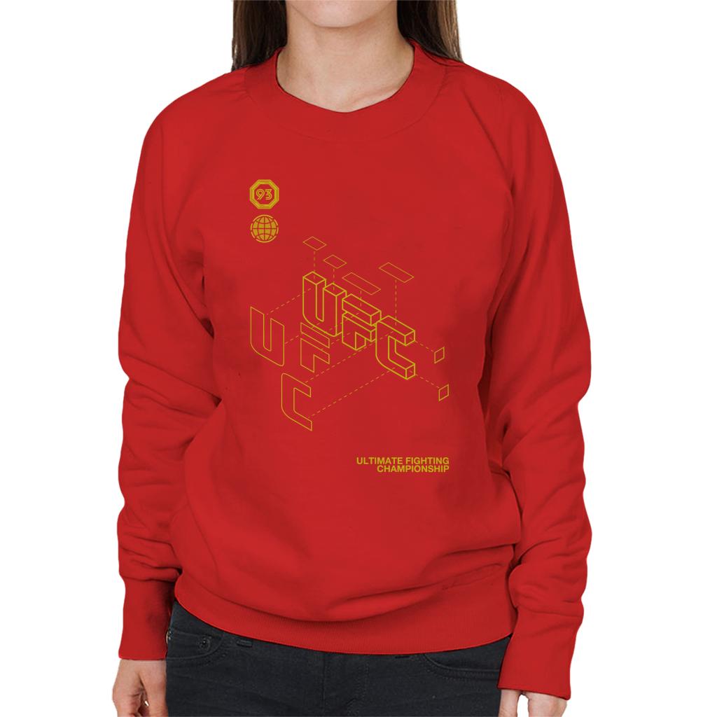 UFC Retro Yellow Blueprint Women's Sweatshirt-ALL + EVERY