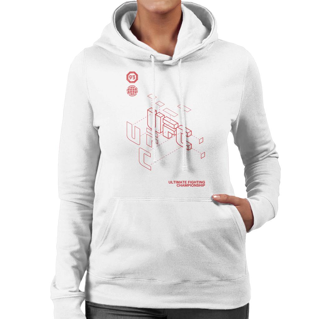 UFC Retro Red Blueprint Women's Hooded Sweatshirt-ALL + EVERY