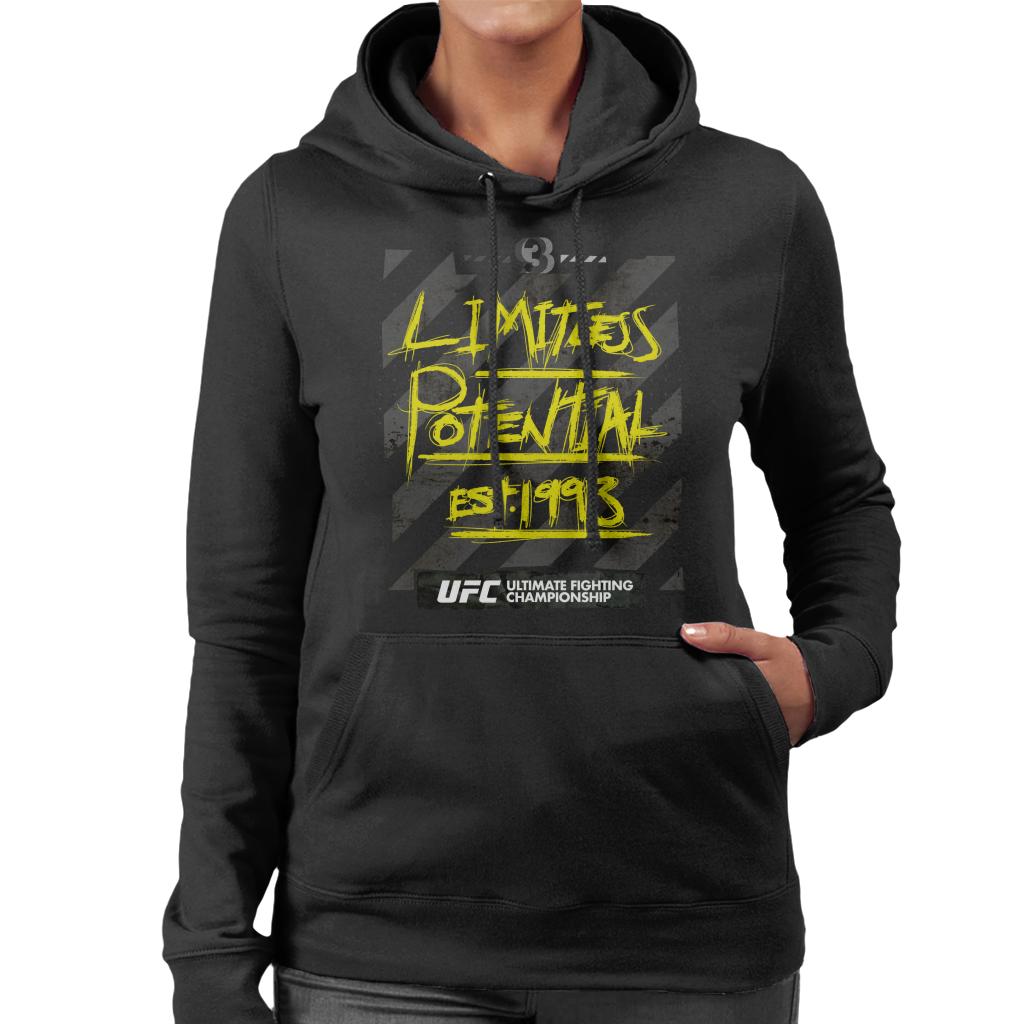 UFC Limitless Potential Tape Yellow Text Women's Hooded Sweatshirt-ALL + EVERY