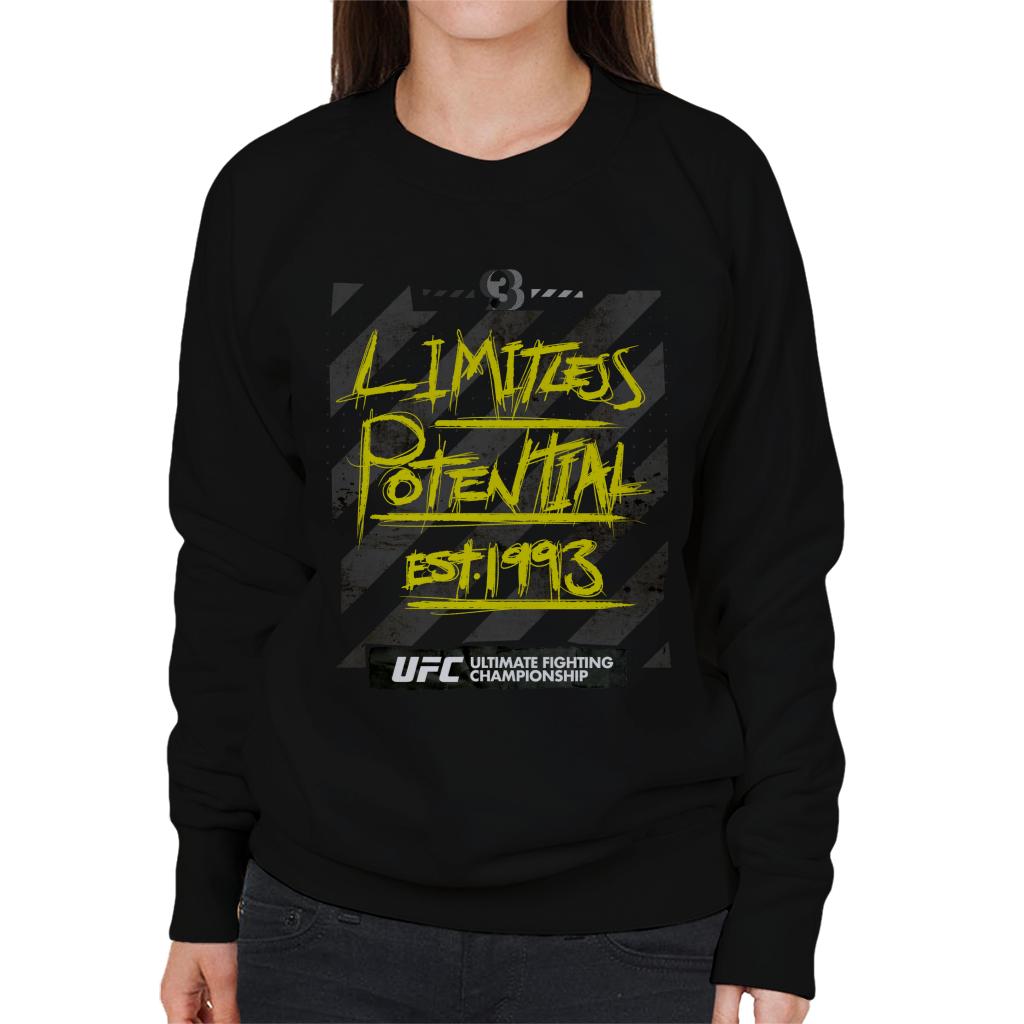 UFC Limitless Potential Tape Yellow Text Women's Sweatshirt-ALL + EVERY