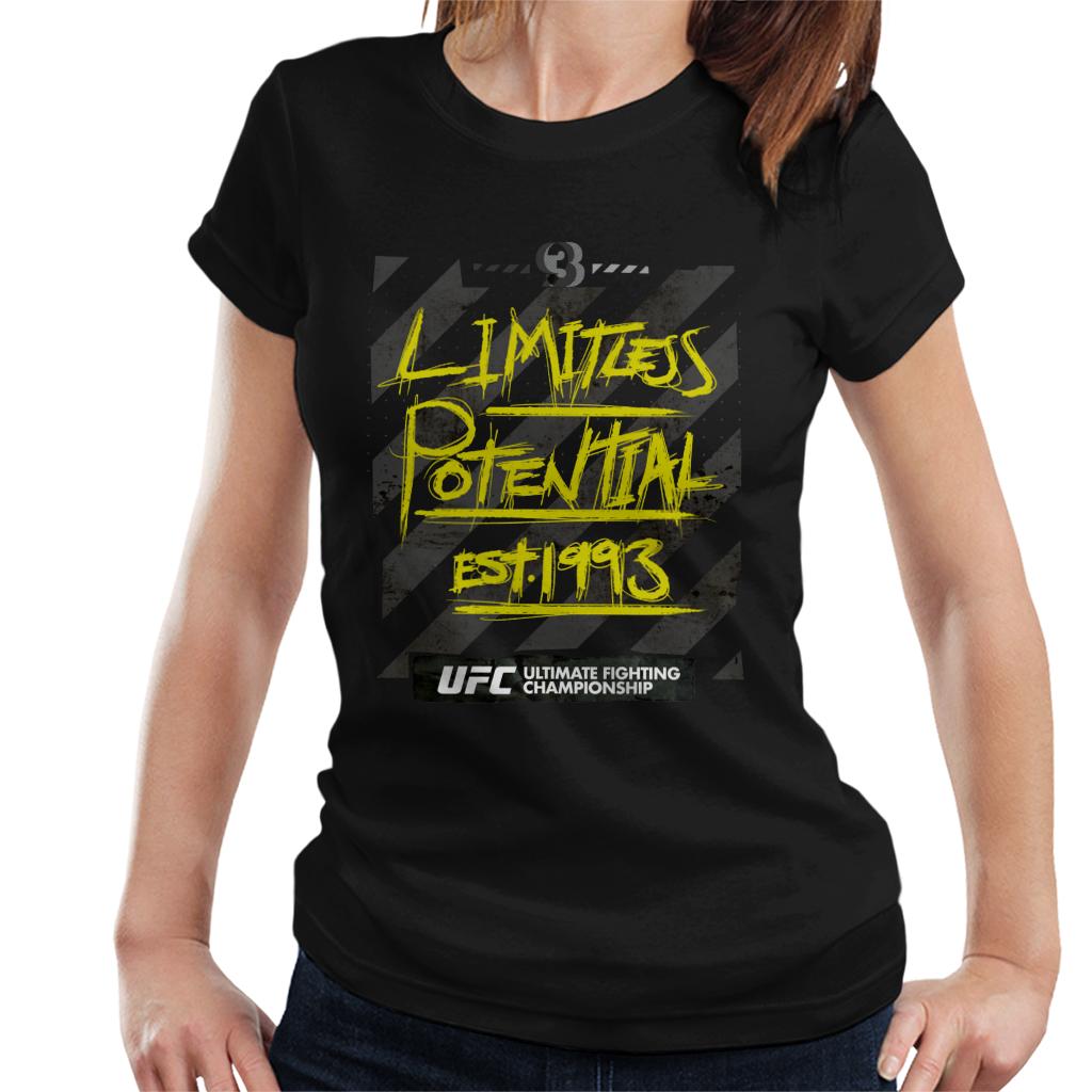 UFC Limitless Potential Tape Yellow Text Women's T-Shirt-ALL + EVERY