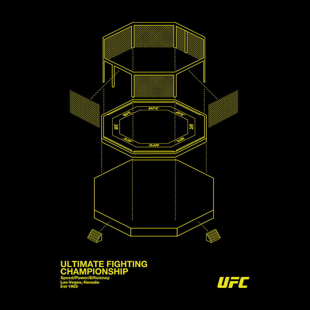 UFC Octagon Blueprint Yellow Print Men's T-Shirt-ALL + EVERY