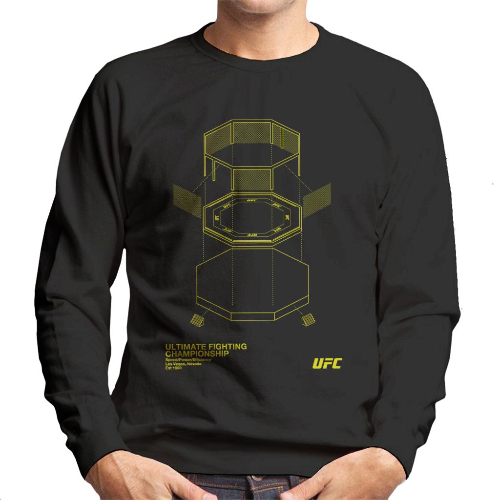 UFC Octagon Blueprint Yellow Print Men's Sweatshirt-ALL + EVERY