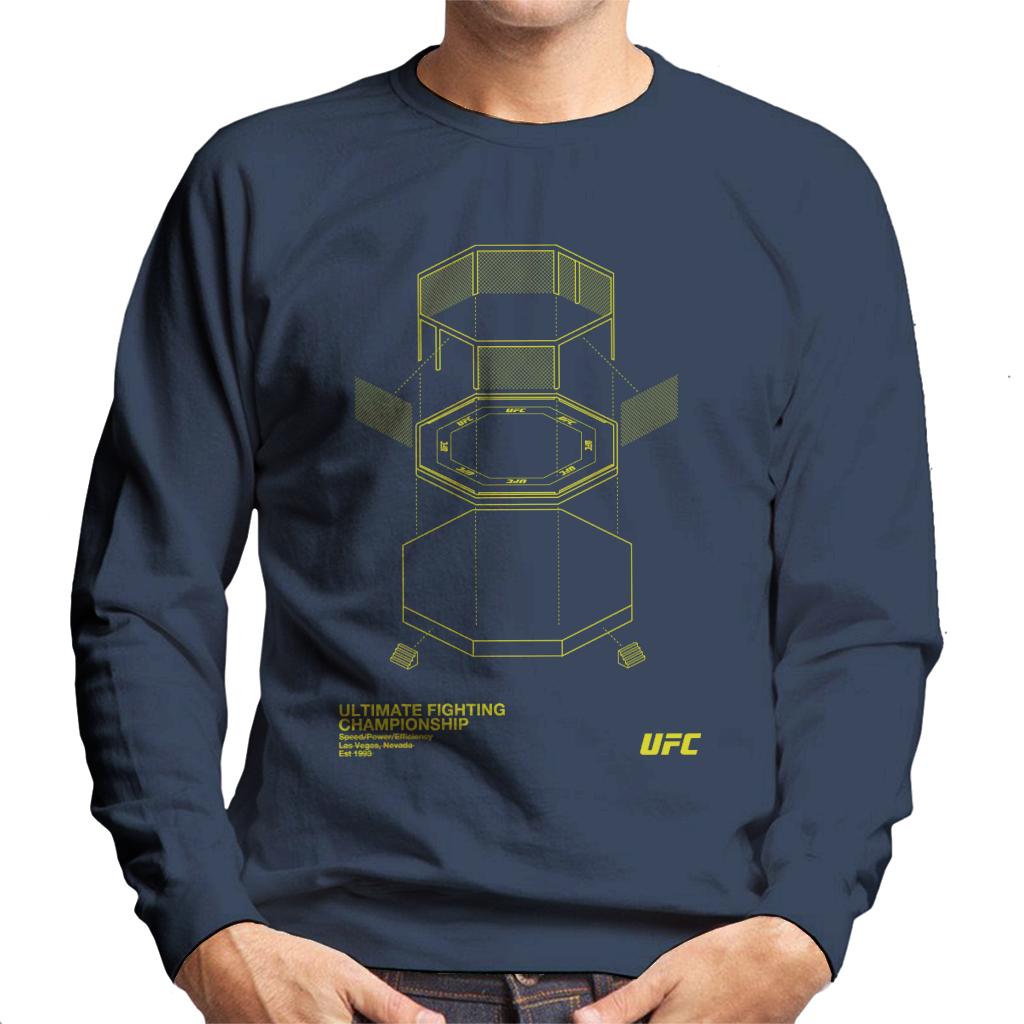 UFC Octagon Blueprint Yellow Print Men's Sweatshirt-ALL + EVERY