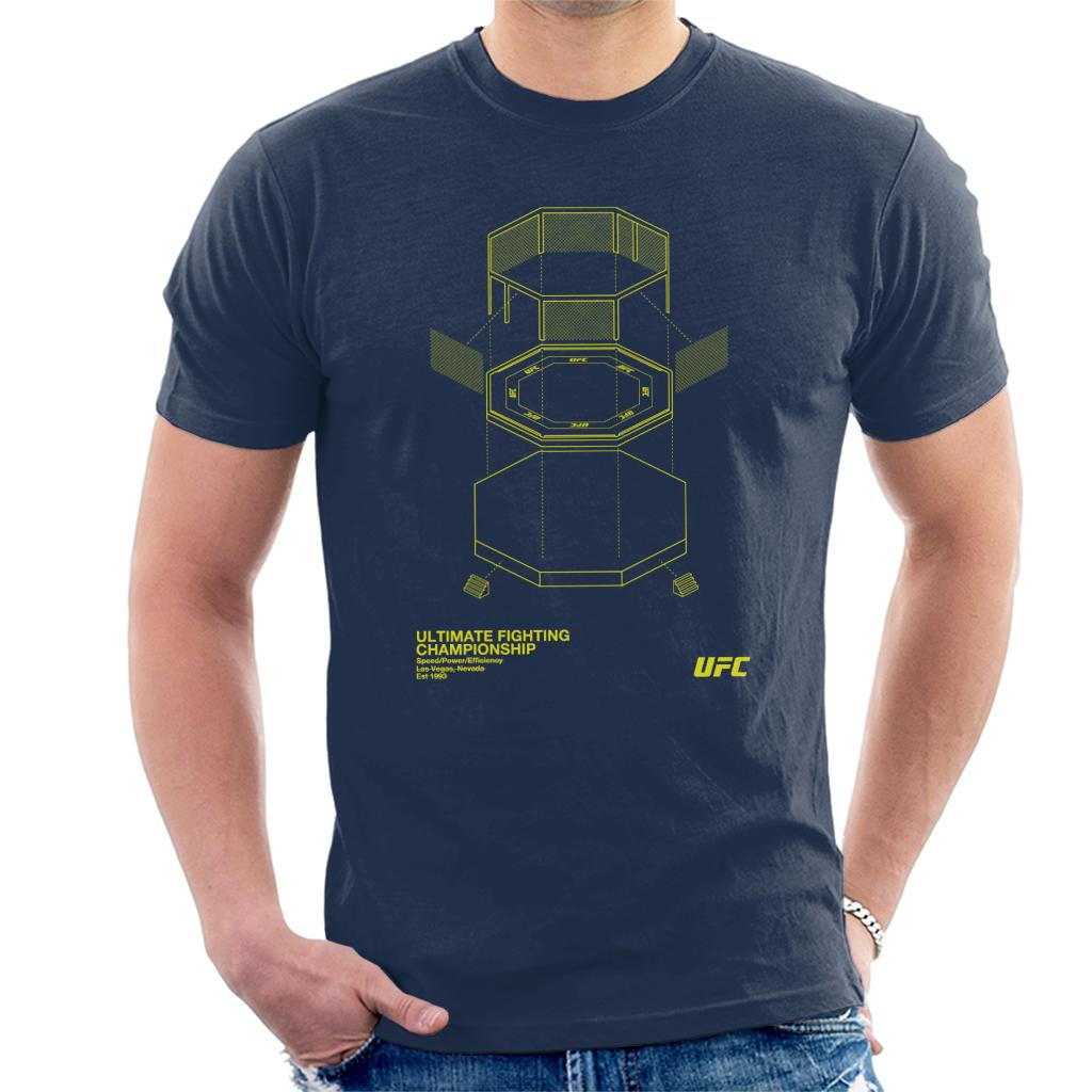 UFC Octagon Blueprint Yellow Print Men's T-Shirt-ALL + EVERY