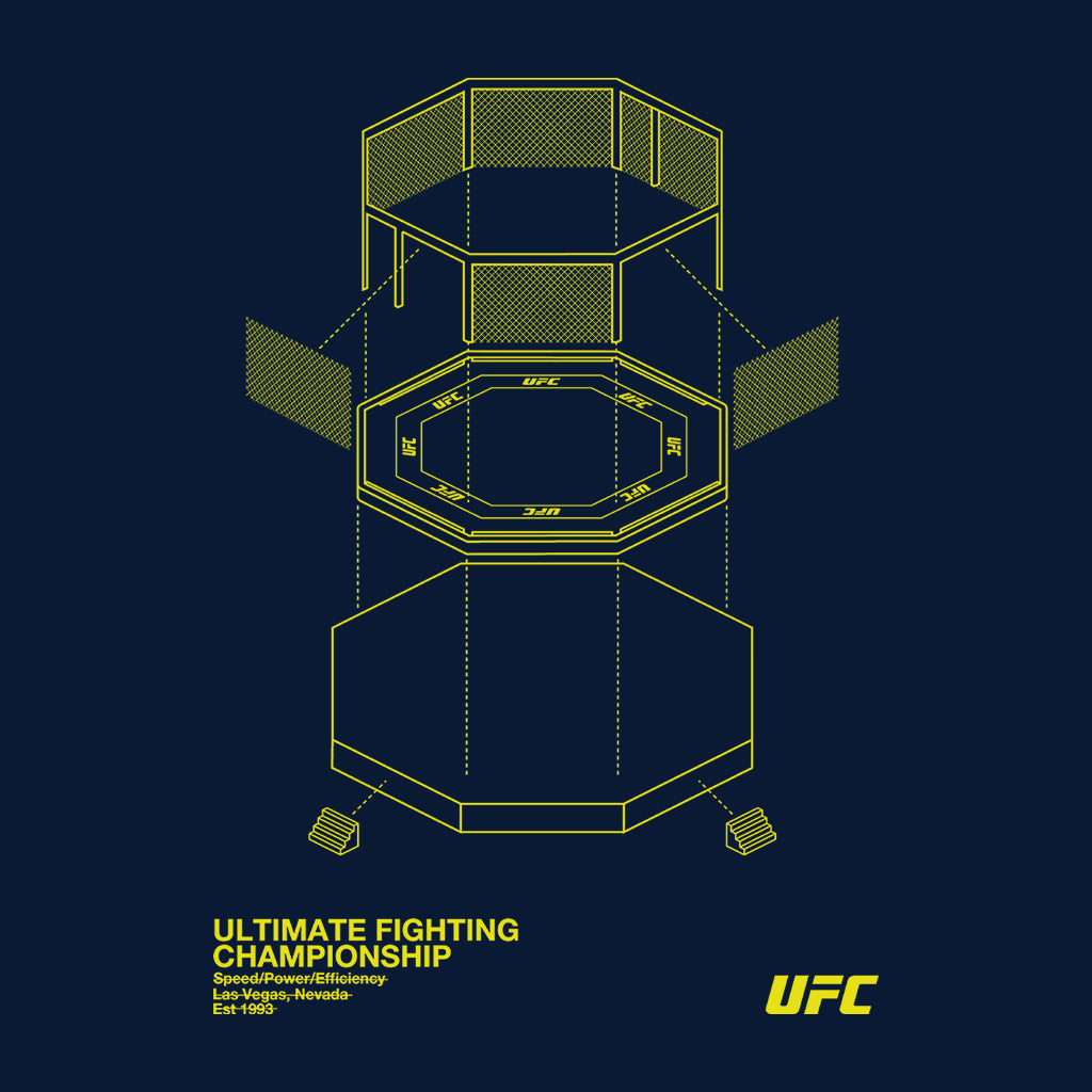 UFC Octagon Blueprint Yellow Print Men's T-Shirt-ALL + EVERY