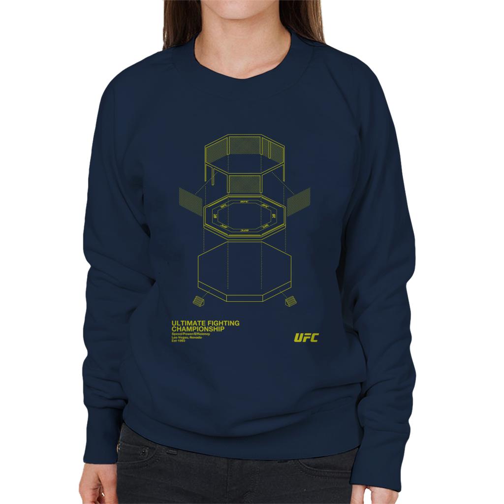 UFC Octagon Blueprint Yellow Print Women's Sweatshirt-ALL + EVERY