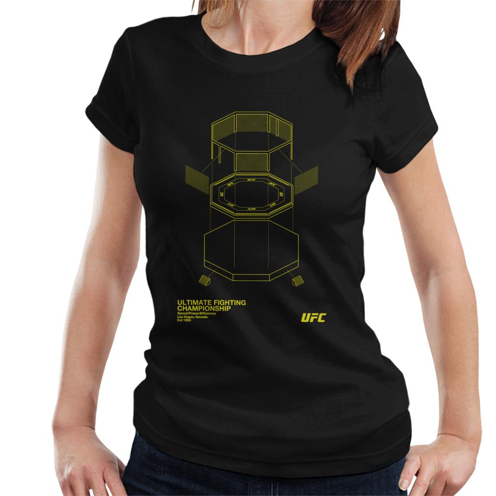 UFC Octagon Blueprint Yellow Print Women's T-Shirt-ALL + EVERY