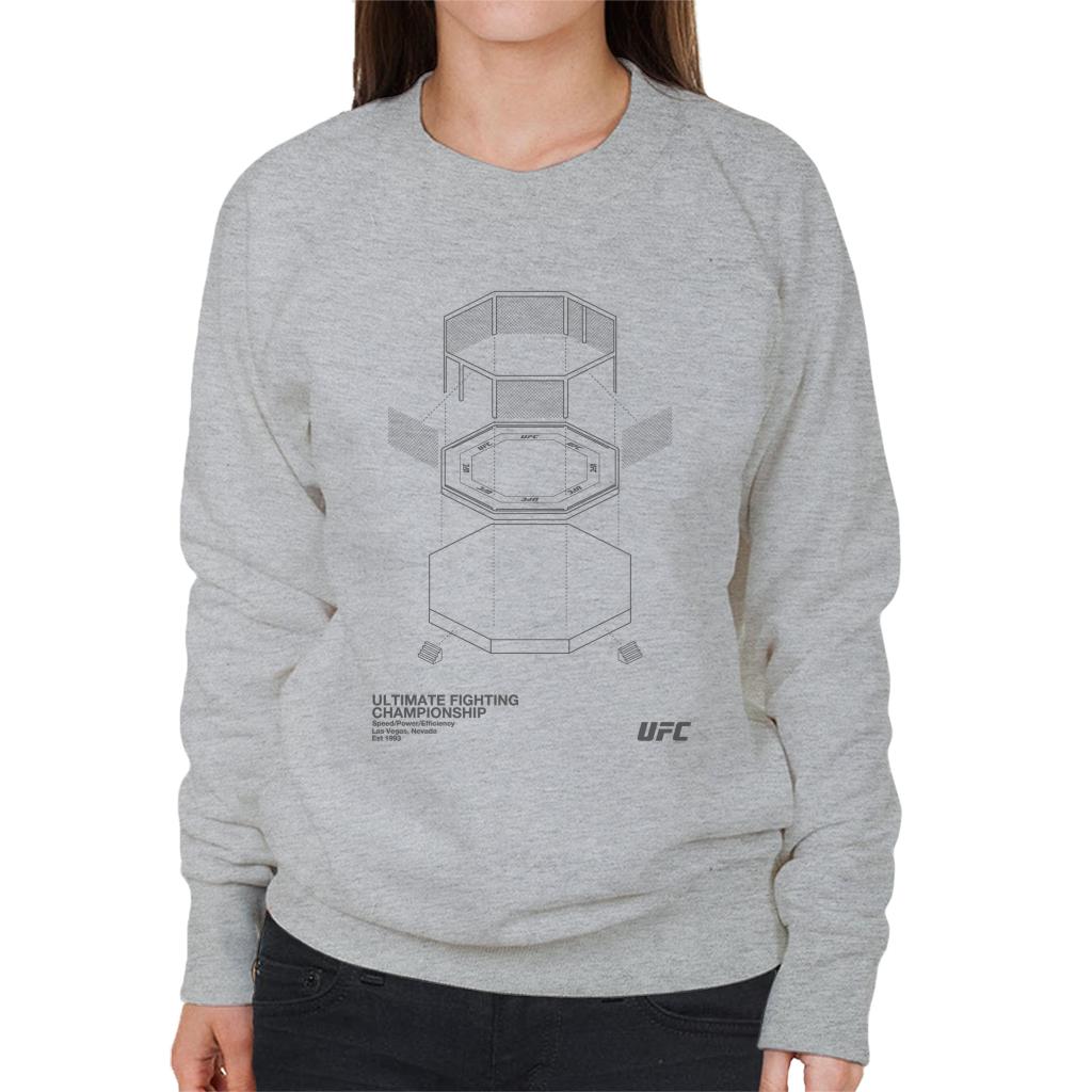 UFC Octagon Blueprint Black Print Women's Sweatshirt-ALL + EVERY